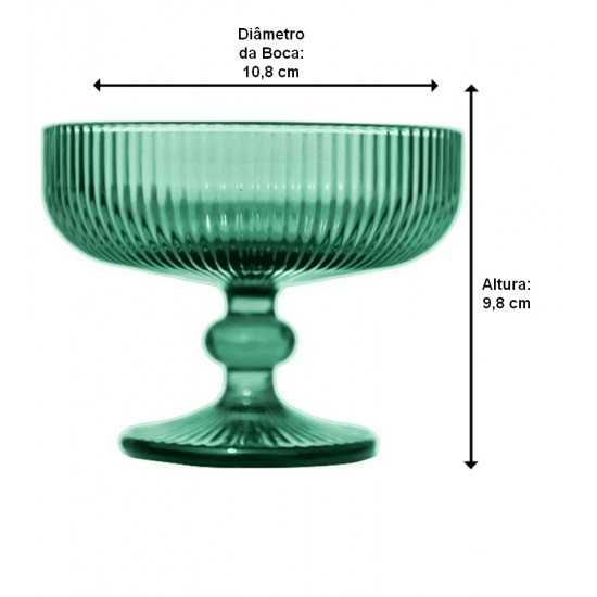 Taça 310ml Para Sobremesa 10,8cm De Altura Cameratta Em Vidro Cor Verde